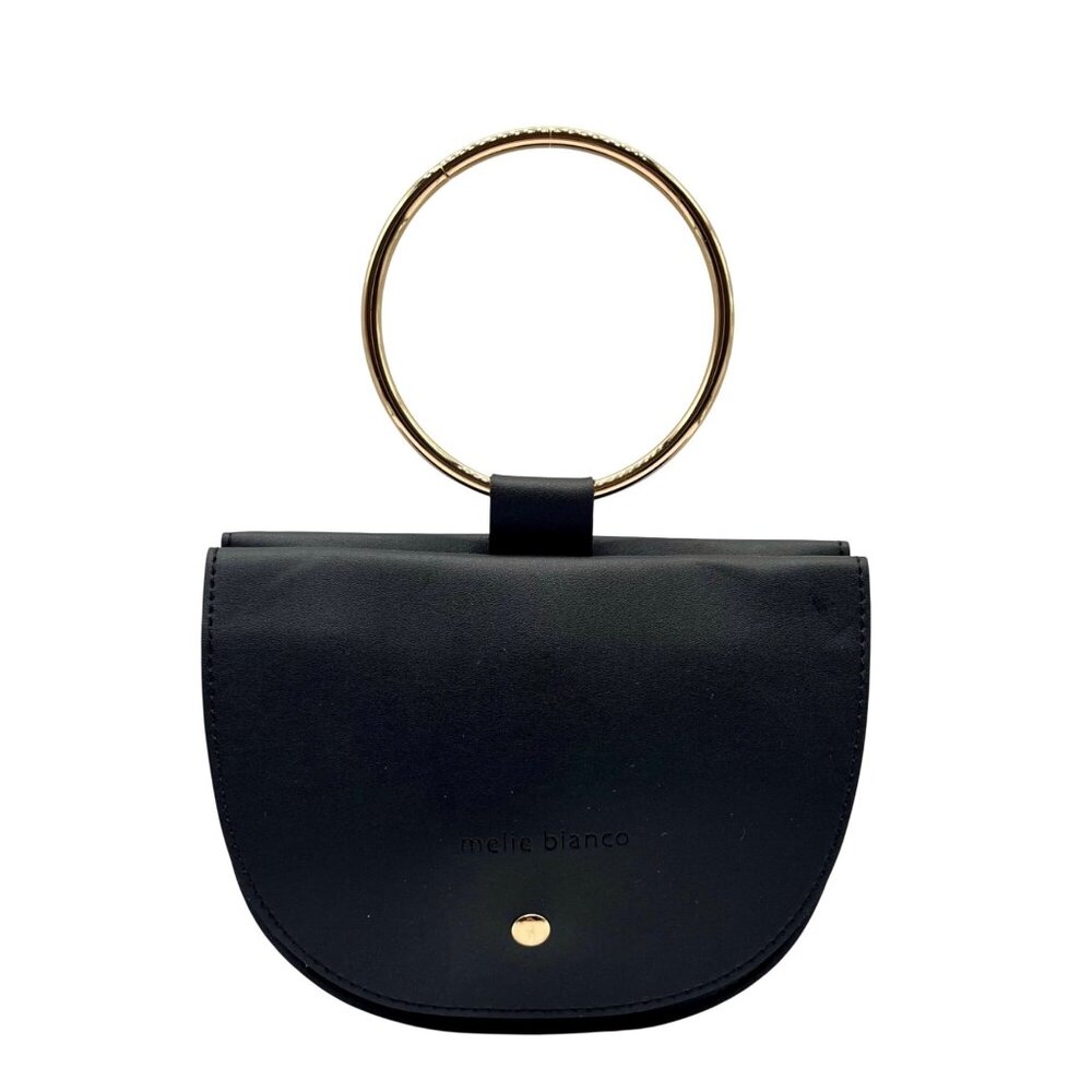 Melie Bianco Black Vegan Leather Felix Ring Crossbody Bag